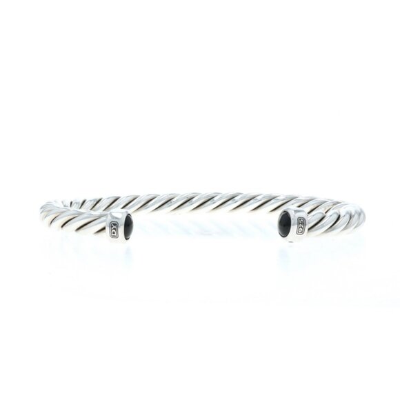 David Yurman Cable Classic Onyx Men's Cuff Bracelet 7 1/4" - Sterling Silver 925 - Picture 1 of 6